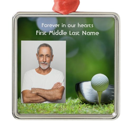 Memorial Photo Golfer Golf Course Golfing Metal Ornament