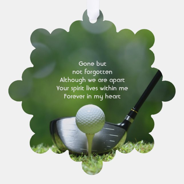 Memorial Photo Golfer Golf Course Golfing Ornament Card (Back)
