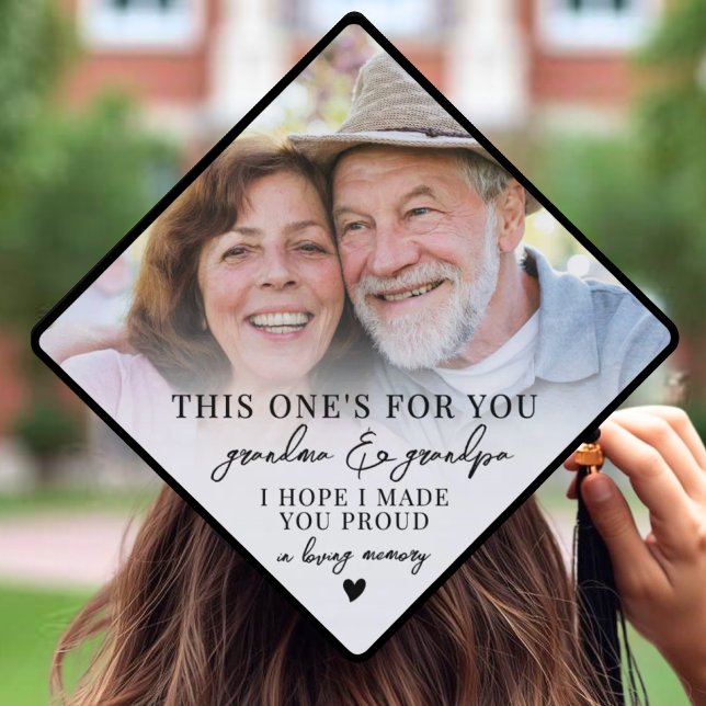 Memorial Photo Graduation Cap Topper (Memorial Elegant Graduate Photo Graduation Cap Topper )