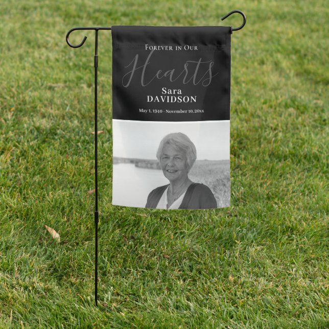  Memorial Photo Grave Site, Forever in our Hearts  Garden Flag (In SItu)