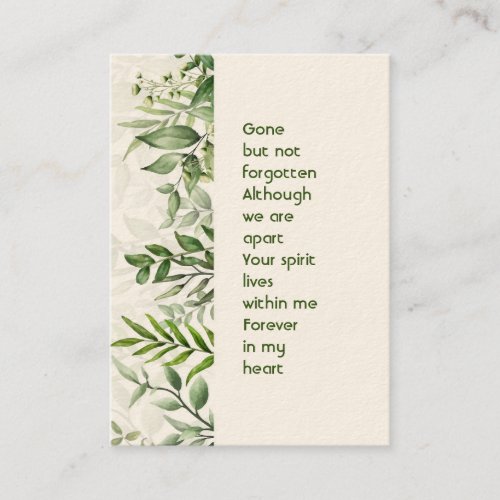 Memorial Photo Green Leaves Botanical Greenery Business Card