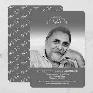 Memorial photo grey doctor funeral invitations
