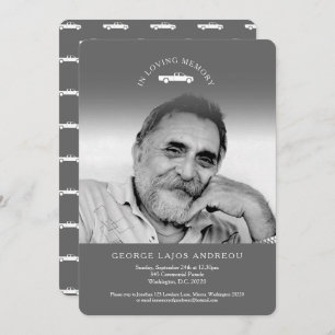 Memorial photo grey truck funeral invitations