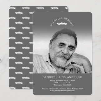 Memorial photo grey truck funeral invitations