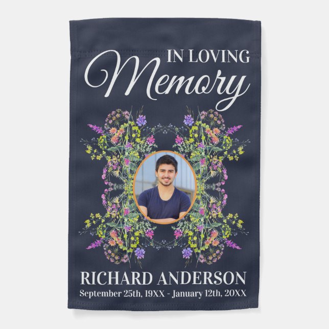 Memorial Photo In Loving Memory Cemetery Tribute Garden Flag (Front)