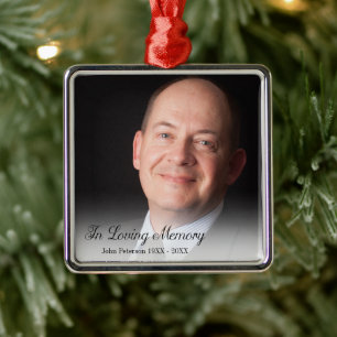 Memorial Photo In Loving Memory Father Metal Ornament