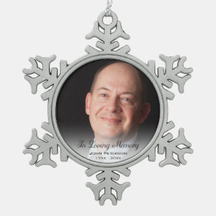 Memorial Photo In Loving Memory Father Snowflake Pewter Christmas Ornament