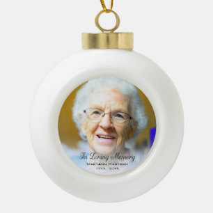 Memorial Photo In Loving Memory Grandmother Ceramic Ball Christmas Ornament