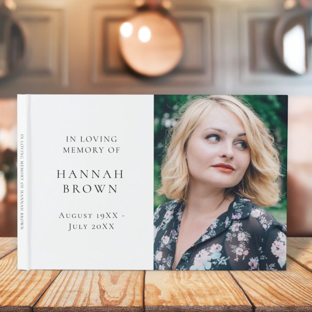 Memorial Photo | In Loving Memory Modern Elegant Guest Book (Creator Uploaded)