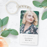 Memorial Photo | In Loving Memory Modern Elegant Keychain<br><div class="desc">Modern, simple photo memorial keyring to celebrate the life of your loved one in a modern minimalist elegant design style. The template design can easily be personalized with your own photo and text to create a special tribute to your loved one or as part of thier funeral, memorial or celebration...</div>