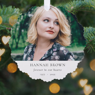 Memorial Photo   In Loving Memory Modern Elegant Ornament Card