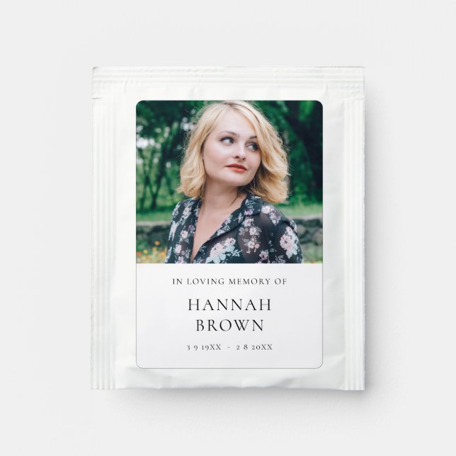 Memorial Photo | In Loving Memory Modern Elegant Tea Bag Drink Mix (Front)