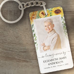 Memorial Photo In Loving Memory Sunflower Keychain<br><div class="desc">Floral photo memorial keyring to celebrate the life of your loved one. The template design can easily be personalized with your own photo and text to create a special tribute to your loved one or as part of their funeral,  memorial,  or celebration of life.</div>