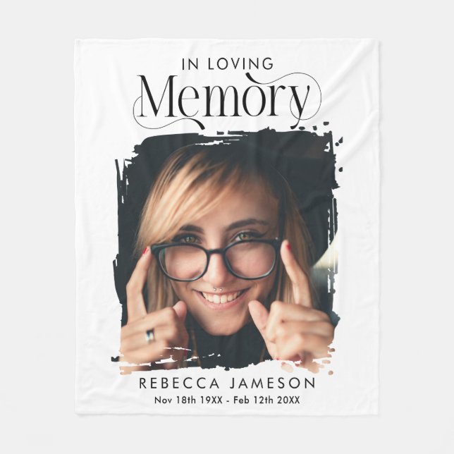 Memorial Photo 'In Loving Memory' Tribute Fleece Blanket (Front)