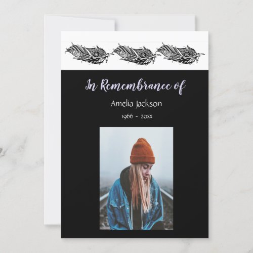 Memorial Photo Invite Graphic Art Feather Tribal