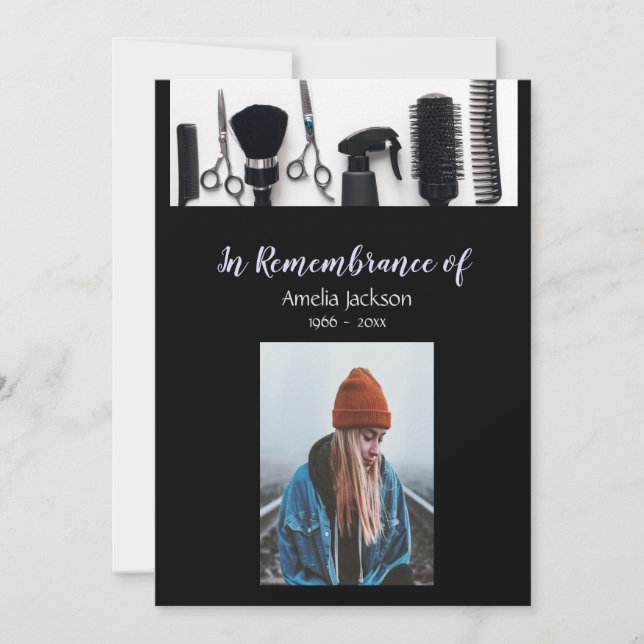 Memorial Photo Invite  Hairdresser Hairdressing  (Front)