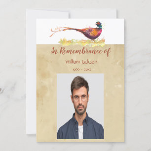 Memorial Photo Invite Watercolor Pheasant Bird