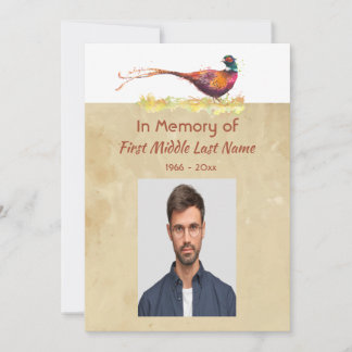 Memorial Photo Invite Watercolor Pheasant Bird