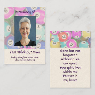  Memorial Photo Keepsake Bingo Game  Business Card