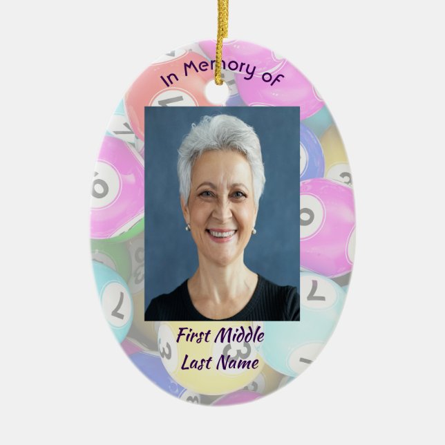  Memorial Photo Keepsake Bingo Game  Ceramic Ornament (Front)