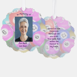 Memorial Photo Keepsake Bingo Game Ornament Card