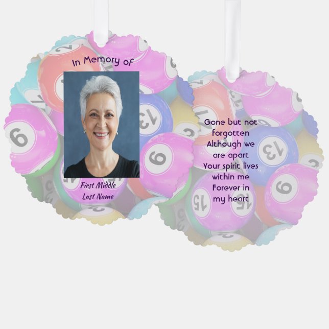  Memorial Photo Keepsake Bingo Game Ornament Card (Front/Back)