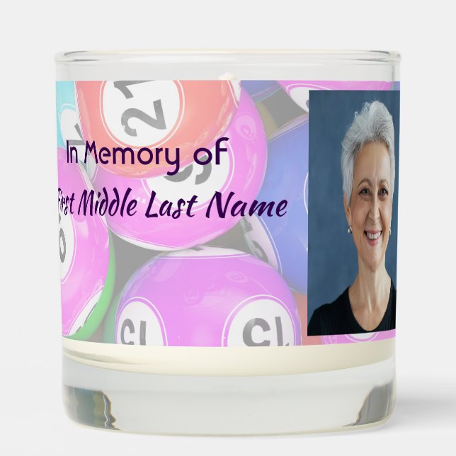  Memorial Photo Keepsake Bingo Game  Scented Candle (Front)