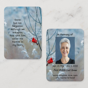 Memorial Photo Keepsake Cardinal Red Bird Business Card
