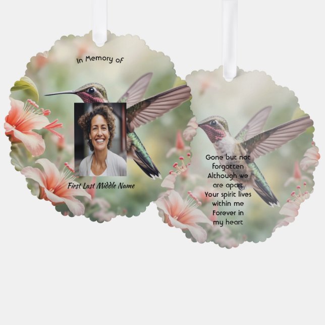  Memorial Photo Keepsake Hummingbird Ornament Card (Front/Back)