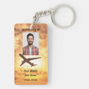 Memorial Photo Keepsake Pilot Airplane Flying Keychain