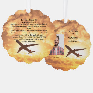 Memorial Photo Keepsake Pilot Airplane Flying Ornament Card