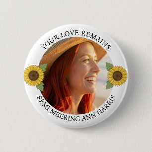 Memorial Photo Keepsake Sunflowers Button