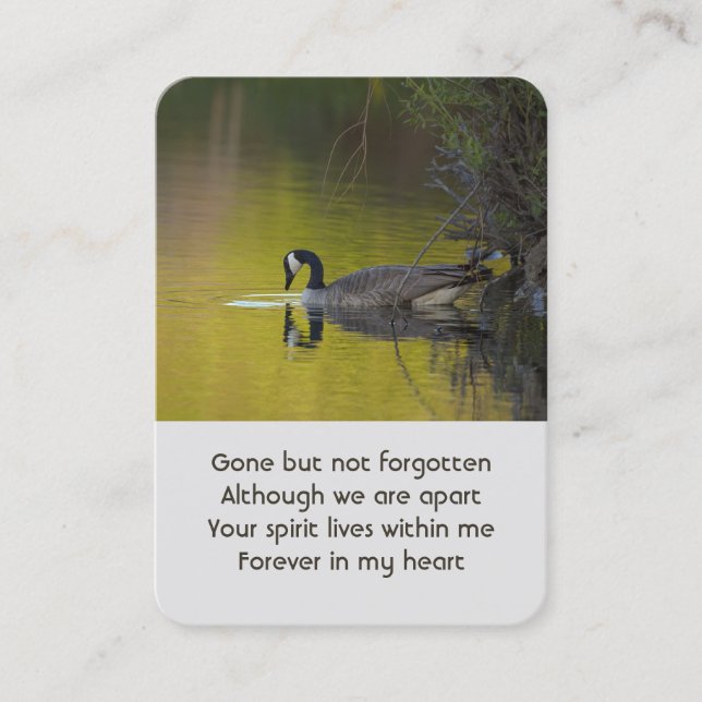 Memorial Photo Lake Canada Goose Bird Business Card (Front)