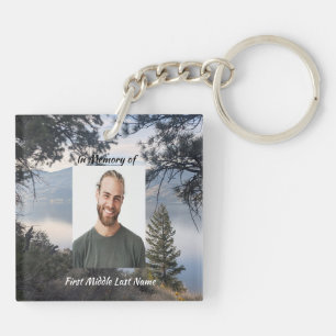Memorial Photo Lake Mountain Trees Keychain
