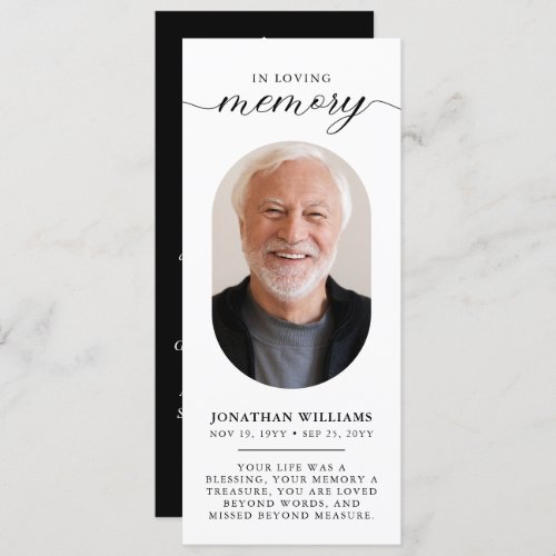 Memorial Photo Minimal Funeral Prayer Card