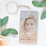 Memorial Photo | Modern In Loving Memory Funeral Keychain<br><div class="desc">Modern, simple photo memorial keyring to celebrate the life of your loved one in a modern minimalist design style. The template design can easily be personalized with your own photo and text to create a special tribute to your loved one or as part of thier funeral, memorial or celebration of...</div>
