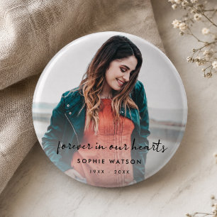 Memorial Photo Modern Stylish Funeral Favor Button