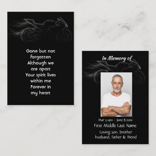 Memorial Photo Motorcycle Biker  Business Card