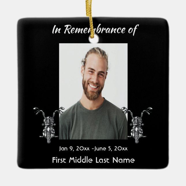  Memorial Photo Motorcycle Biker  Ceramic Ornament (Front)