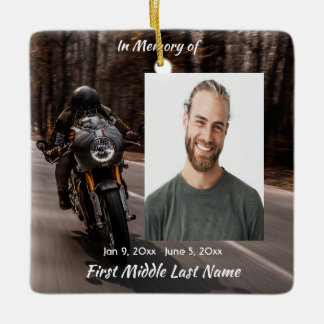  Memorial Photo Motorcycle Biker  Ceramic Ornament