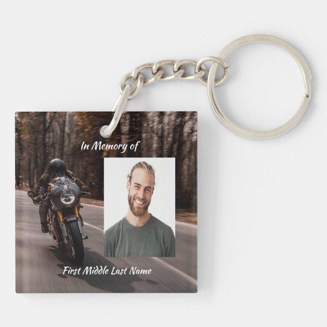  Memorial Photo Motorcycle Biker  Keychain (Back)