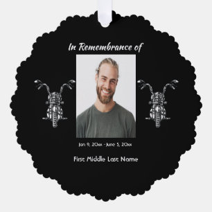 Memorial Photo Motorcycle Biker  Ornament Card