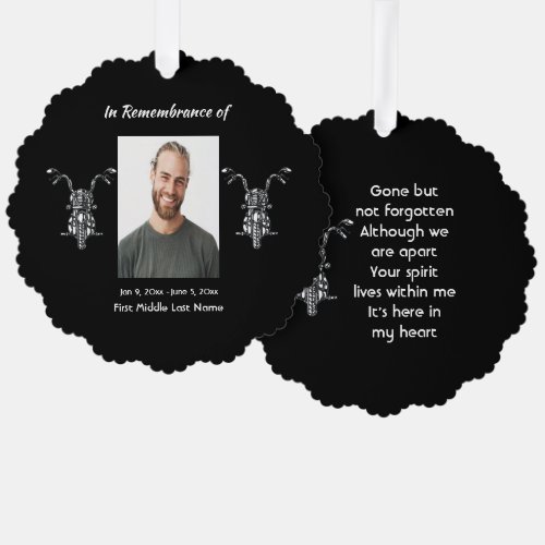 Memorial Photo Motorcycle Biker  Ornament Card