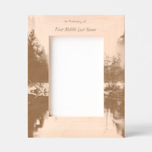 Memorial Photo Mountain Lake Winter Snow Engraved Frames