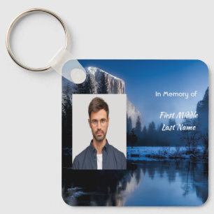 Memorial Photo Mountain Lake Winter Snow Keychain