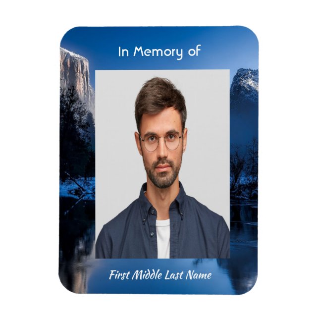  Memorial Photo Mountain Lake Winter Snow Magnet (Vertical)