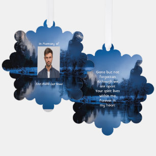 Memorial Photo Mountain Lake Winter Snow Ornament Card