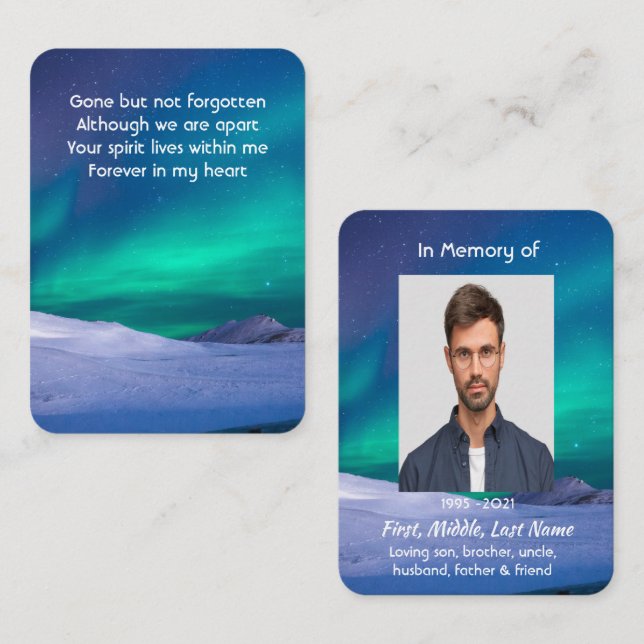 Memorial Photo Northern Lights Aurora Borealis Business Card (Front/Back)