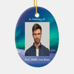 Memorial Photo Northern Lights Aurora Borealis Ceramic Ornament