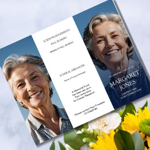 Memorial Photo Order of Ceremony Elegant Trifold